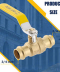 Three Quarter Inch Press Ball Valve With EPDM O-Rings One Quarter Turn Full Port Shut Off For Copper Tubing Connections LF Brass