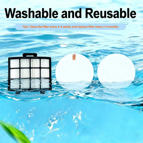 AZ2002 Replacement Vacuum Filter Kit For Vertex DuoClean PowerFin Upright Vacuum Models AZ2000 AZ2000W AZ2002 water display
