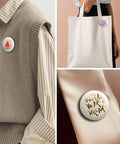 Straight Up Pro 58Mm Button Maker Kit 200 Piece Round Pin Assembly with custom designs on bags and clothing.