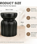 Chinese Style Ceramic Garden Stool And Drum Side Table For Patio, 30cm diameter, 44cm height, lightweight black porcelain.