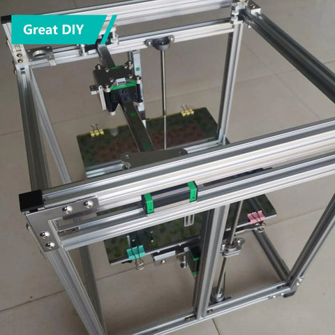 Rock Solid 2020 T Slot Aluminum Extrusion Profile And Linear Rail Guide Set For 3D Printers And CNC Machines With Anodized Silver Heavy Duty Motion Track For Smooth Glide And Legit DIY Fabrication Builds, close-up of rail guide system.