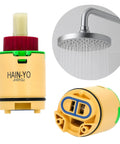 HK40 Single Lever Faucet Cartridge for tub and shower valve replacement with showerhead component visible