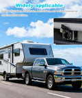 Built Tough 7 Pin Trailer Connector With Mounting Bracket And Color Coded Wiring Harness For No Fuss DIY Friendly Installation Waterproof 7 Way Plug For RVs Boats And Trailers installed on a truck towing an RV