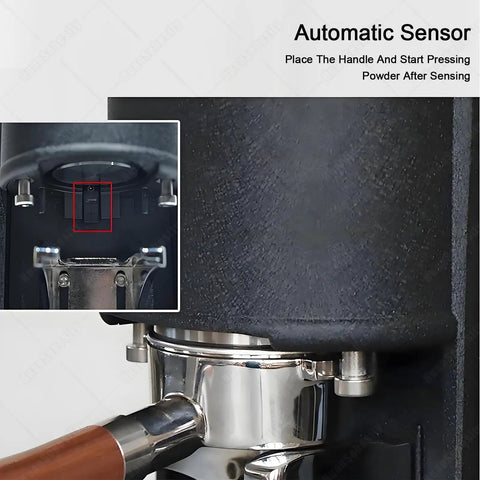 Close-up of the automatic sensor of the Automatic Coffee Tamper Machine With Adjustable Electrical Pressure Control For 58Mm Portafilters.