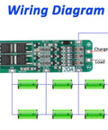 Wiring diagram for 6 Pack Heavy Duty 3S 20A BMS Battery Management System For 18650 Li Ion Cells 12.6V.