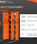 Heavy Duty CNC Tool Holder Cabinet With Massive Capacity Vertical Drawers For Shop Floor And Machining Centers Sturdy Steel Frame With ABS Drawer System Waterproof And Scratch Resistant Tool Storage. Orange and gray CNC tool holder cabinet, 1800mm tall