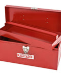 Red General Purpose Tool Box With Removable Steel Tote Tray, Heavy Duty Side Handles, And Pad Lockable Center Hasp For Secure Storage, 14 Inch Long By 6 Inch Wide By 6.5 Inch High, Single Latch