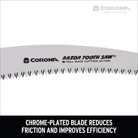 RazorTOOTH Pruning Saw For One-Hand Use 13-Inch Curved Blade Tree Saw With High-Carbon SK5 Steel Chrome-Plated Edges