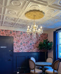 Room with Laurel Wreath Faux Tin Ceiling Tiles White Pearl 25 Pack No Fuss Install Easy Glue Up Or Drop In Grid System DIY Friendly