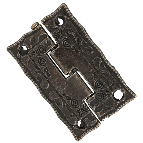 Antique Bronze Box Hinges 10 Pack Built To Last Tough As Nails Heavy Duty Iron Construction close-up showing ornate design