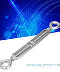 Heavy Duty 304 Stainless Steel Wire Rope Turnbuckle Tensioner with Adjustable Grip, M16 size, for outdoor projects.
