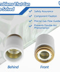 Front and back view of the white, metal-threaded Retaining Cap For Plasma Cutter Torch Fit For Hypertherm 600 800 900 Series