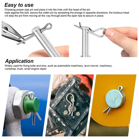 All Purpose Cotter Pin And Fastener Kit 200Pcs 13 Sizes Stainless Steel 304 Clevis Pins And R Clips Set in use examples