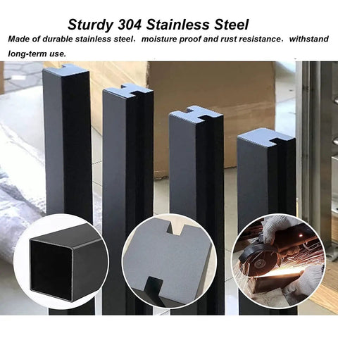 Matte Black Glass Railing System With Durable Stainless Steel Balustrade And Glass Panels For Indoor And Outdoor Use showing sturdy 304 stainless steel posts.