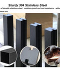 Sleek Matte Black Glass Railing Posts With Heavy Duty Stainless Steel Cores For Indoor Outdoor Decks Balconies And Pools showing 304 stainless steel construction and design details.