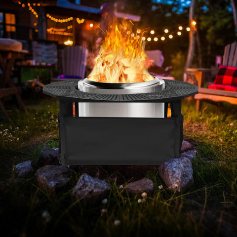 37 Inch Fire Pit Surround Tabletop For Solo Stove Bonfire Ranger 2.0 With Circular Safety Barrier And Heat Insulation Base outdoors