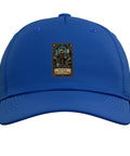 Royal Blue Machinist Vise Gauge Square Baseball Cap with unique graphic, adjustable five-panel design for workshop enthusiasts.