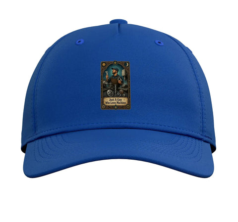 Royal Blue Machinist Vise Gauge Square Baseball Cap with unique graphic, adjustable five-panel design for workshop enthusiasts.
