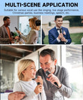 People using Dynamic Karaoke Microphone With 13 Foot Cable in various settings like speeches and performances.