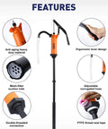Heavy Duty 55 Gallon Drum Pump For Def Fluid Transfers And Barrels With Grippy Handle Design detailed view of ergonomic components and connectors.