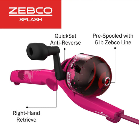 Close-up of Kids Fishing Rod And Reel Combo, 29 Inch Floatable Spincast Set With 20 Size Reel, Right Hand Retrieve, detailed features.