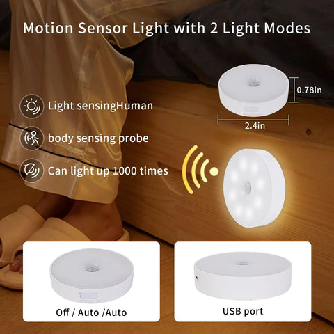 Motion Sensor Night Light Six Pack No Fuss Rechargeable LED Closet Lights 16 LEDs Per Light Wireless Activated Easy Install for hallways