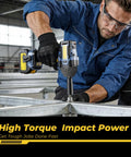 Heavy Duty Cordless Impact Wrench Beast Mode Power With 1106 Ft Lbs Torque Brushless Half Inch Drive 3500 RPM 21V With Dual 4Ah Batteries 4 Modes 5 Sockets For Truck RV And Heavy Construction used on steel frame