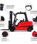 Heavy Duty Electric Forklift High Capacity Pallet Lifter With Steel Mast Anti Rust Finish For Harbor Docks And Rough Job Sites side view highlighting strong forks and reinforced mast.