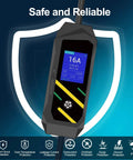 No Brainer Plug And Play Portable EV Charger With GB/T Connector and NEMA 5 15 Household Plug, features LCD screen showing 16A settings.