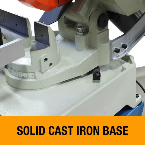 Tough As Nails 10 Inch Manual Cold Saw With 110V Plugged Straight In Power Slides Smoothly Through Pipe Cuts At 90 Or 45 Degrees Includes Durable Blade For Fast Repairs