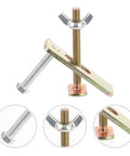 Two Pack Router Clamps Hold Down Kit With Aluminum Bow Plates And Press Plates For Engraving Machines 80mm Small Steel CNC Woodworking Accessories Essentials showing steel bolts and wing nuts with aluminum plates.