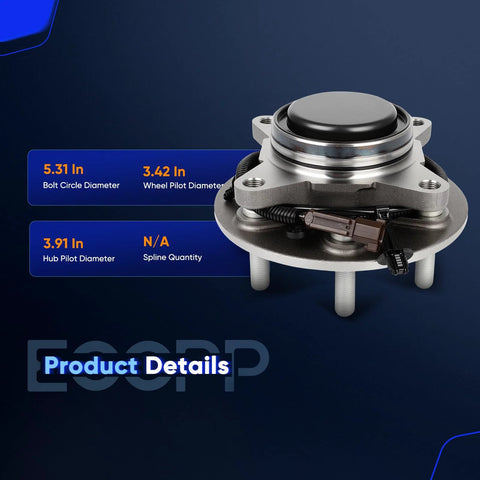 Front Wheel Hub Bearing Assembly Fits 2018-2019 Ford Expedition, 2018-2019 Ford F-150, And 2018-2019 Lincoln Navigator, ABS Sensor Wire Included, OE 515176 Style Hub Replacement