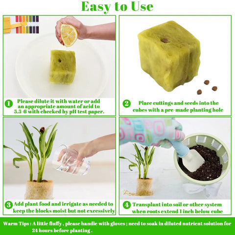 1 Inch Rockwool Seed Starter Cubes For Hydroponics 100 Planting Plugs In 2 Sheets For Germination Cuttings Cloning Propagation Aeroponics And Soilless Garden Growth In Indoor Or Tower Garden Setups