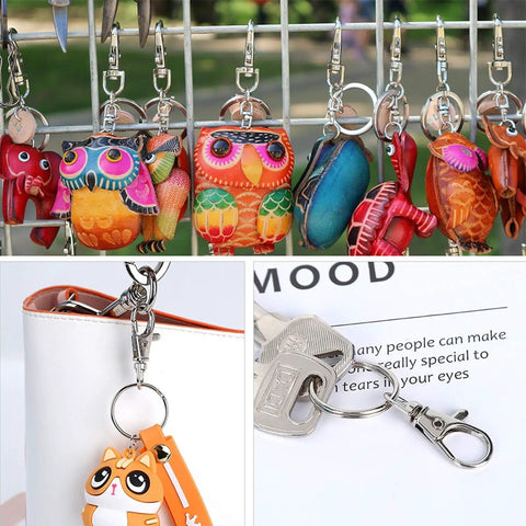 Hella Durable Zinc Alloy Swivel Snap Hooks With Heavy Duty Key Rings And Lobster Claw Clasps In Sweet Assorted Sizes showcasing colorful keychains.