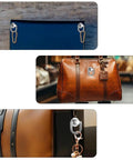 4 Pack D Rings For Purses And Bags, Heavy Duty Rotatable Metal Hardware Set on leather handbag close-up