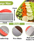 FANTEXY large crinkle cutter with red ergonomic handle; 5-inch stainless steel blade for crinkle-cut fries.