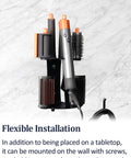 Dyson Airwrap Curling Iron Holder And Attachment Organizer Space Saving Desktop Or Wall Mount Rack with six attachments