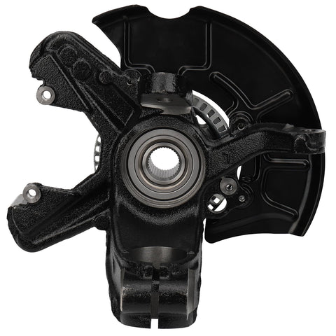 Front view of Front Left Wheel Hub Bearing And Steering Knuckle Assembly For VW Beetle Cabrio 2010 And Beetle 1998 To 2010 Golf 1999 To 2010 Jetta 1999 To 2005 Driver Side Replacement OEM Grade Heavy Duty Easy Install