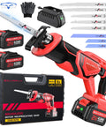 Cordless Reciprocating Saw Kit With 21V Brushless Motor, 3500 SPM, Dual 4.0Ah Batteries, 8 Blades, Charger, Safety Gear