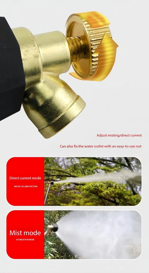 Heavy Duty Garden Sprayer Nozzle with Adjustable Dual Spray Modes for Direct Stream and Fine Mist Brass High Pressure