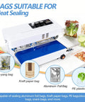 Rock Solid Commercial Heat Sealer Machine With Digital Temperature Control and Smoothly Adjustable Speed Heavy Duty Desktop Continuous Bag Band Sealer for sealing aluminum foil bags and plastic films.