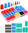 200-Piece Silicone Rubber Tapered Plug Set With High Temperature Resistant Stoppers And Protective End Caps in various colors in a compartment box.