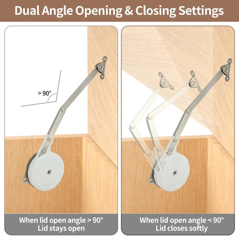 Two Pack Soft Close Hinges For Toy Boxes And Chests With Adjustable Tension And Multi Angle Lid Support No Slam Zinc Alloy Hinges