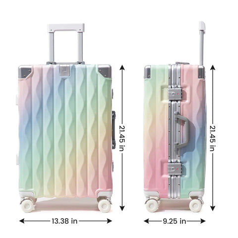 Go To 20 Inch Carry On Luggage With Spinner Wheels And USB Port, Aluminum Frame PC Hard Shell Travel Case, Colorful Finish