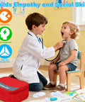 Kids playing with Kids Doctor Kit With Real Stethoscope And Storage Bag, 28 Piece Pretend Play Medical Toy For Girls And Boys.