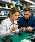 Technician using Coil Pack Tester For PCBs With Inductance Meter And Indicator Lights Grab And Go Portable Circuit Inductor Tester