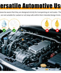 Heavy Duty 6Pc Vacuum Hose Kit With Cutter! Get These Multi Size Silicone Lines For Car Air And Water Transport. Perfect Swap Out For Engine Cooling Or Rads Without Breaking A Sweat. Universal Fit For All Standard Rides, Keeping Your Ride Running Smooth. engine bay graphic showing air and water use only, not coolant or oil