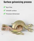4 Pack 1/4 Inch G70 Forged Steel Clevis Slip Hook With Spring Safety Latch showing smooth galvanized surface detail.