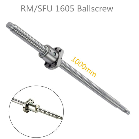 Anti Backlash Ball Screw RM1605 1000mm Lead With 16mm Diameter And 5mm Pitch End Machined for CNC Machines shown in detail