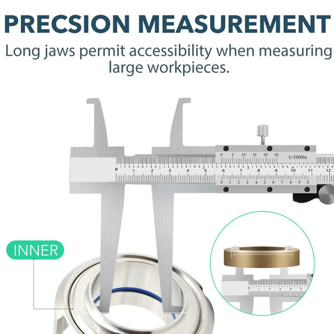Inside Groove Vernier Caliper With Upper Jaw And 3 Inch Lower Jaw For Inside Diameter Measurement, 6 Inch To 150mm Range, 0.01mm Resolution